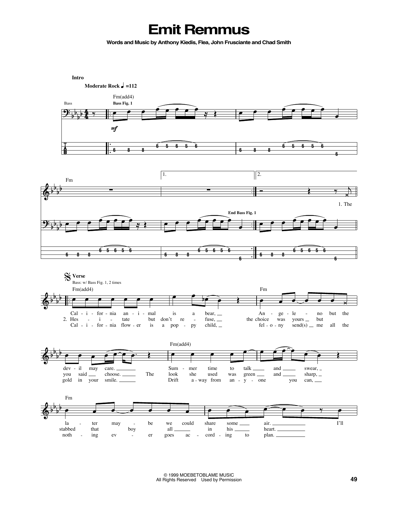 Download Red Hot Chili Peppers Emit Remmus Sheet Music