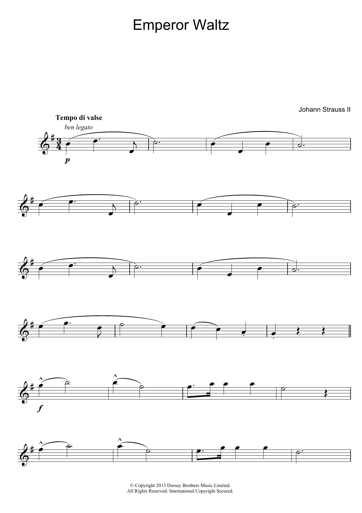 Download Johann Strauss II Emperor Waltz Sheet Music