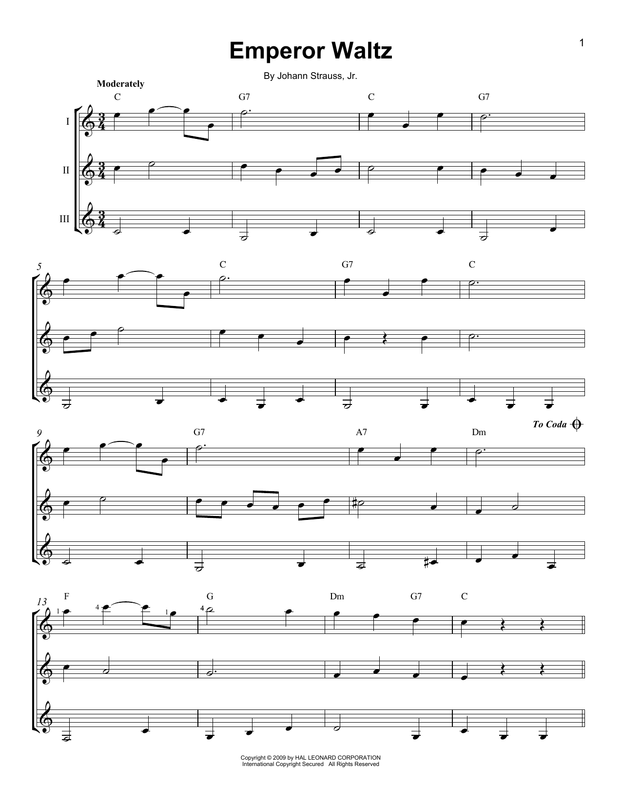 Download Johann Strauss, Jr. Emperor Waltz Sheet Music
