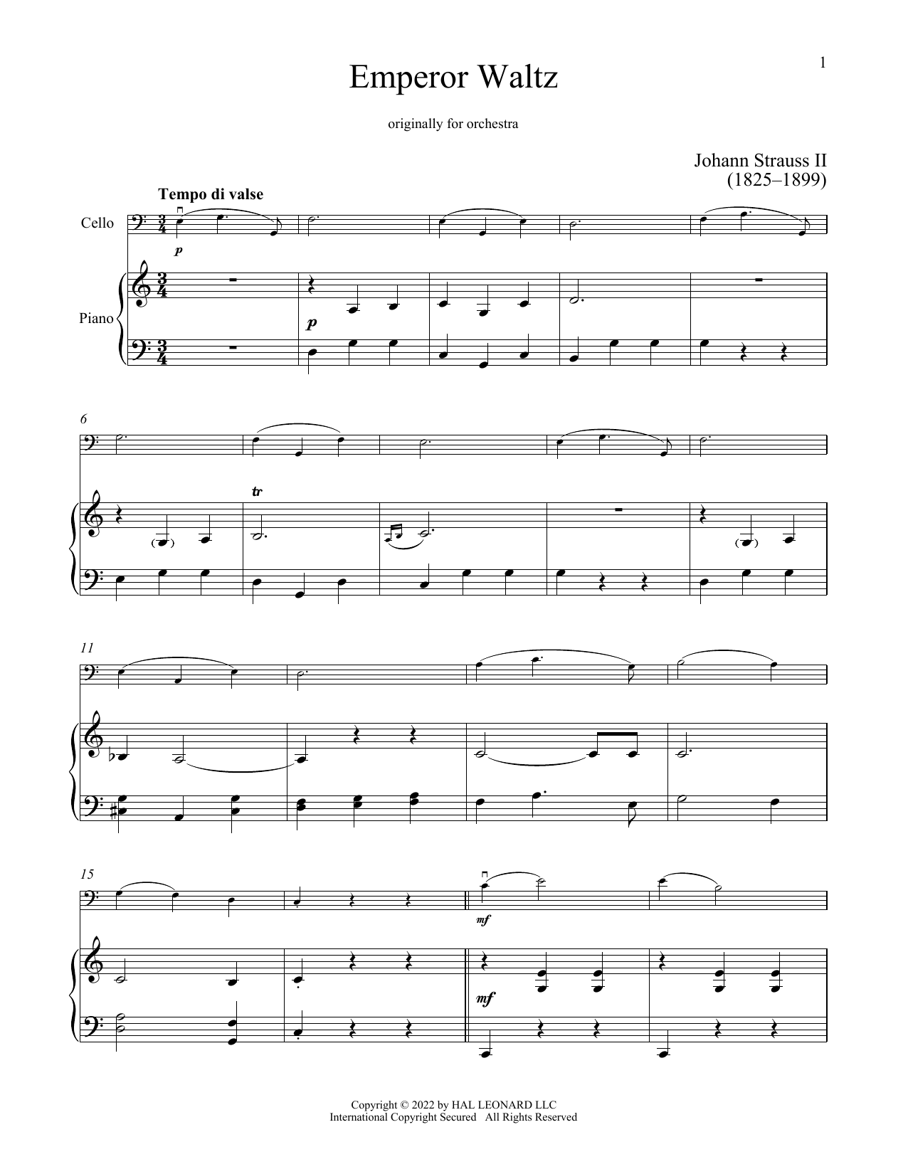 Download Johann Strauss II Emperor Waltz, Op. 437 Sheet Music