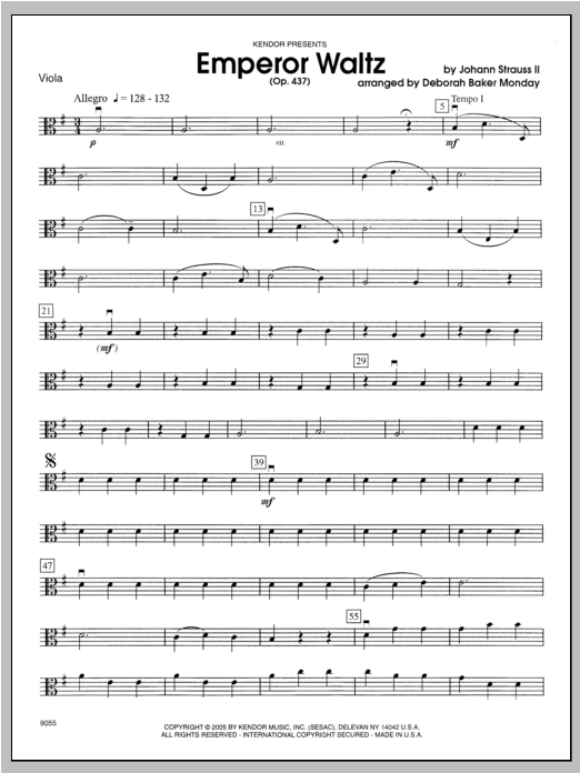 Download Monday Emperor Waltz (Opus 437) - Viola Sheet Music