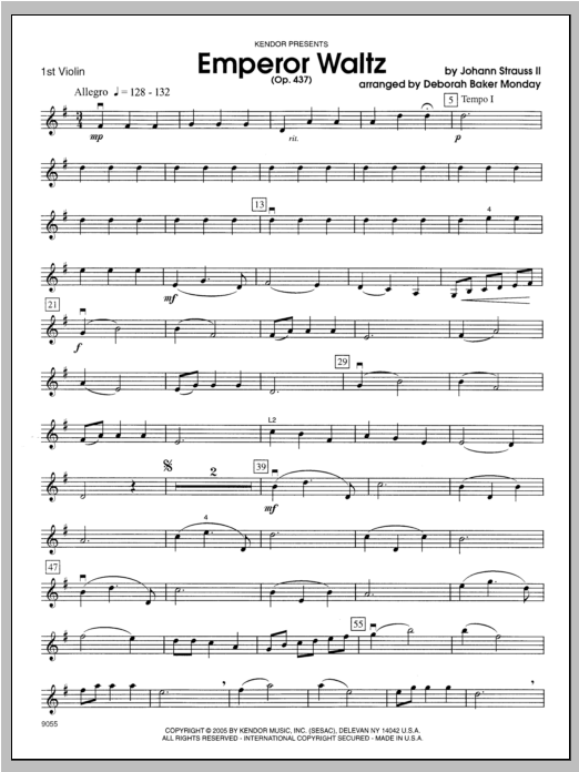 Download Monday Emperor Waltz (Opus 437) - Violin 1 Sheet Music