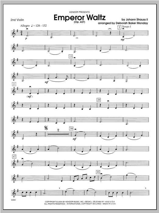Download Monday Emperor Waltz (Opus 437) - Violin 2 Sheet Music