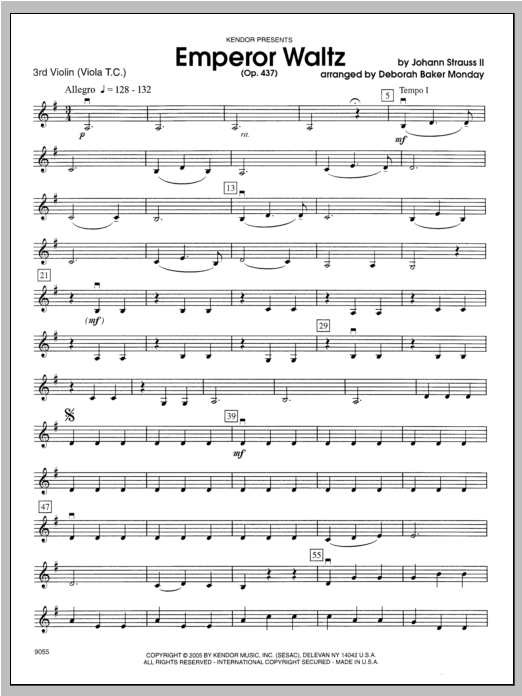 Download Monday Emperor Waltz (Opus 437) - Violin 3 Sheet Music