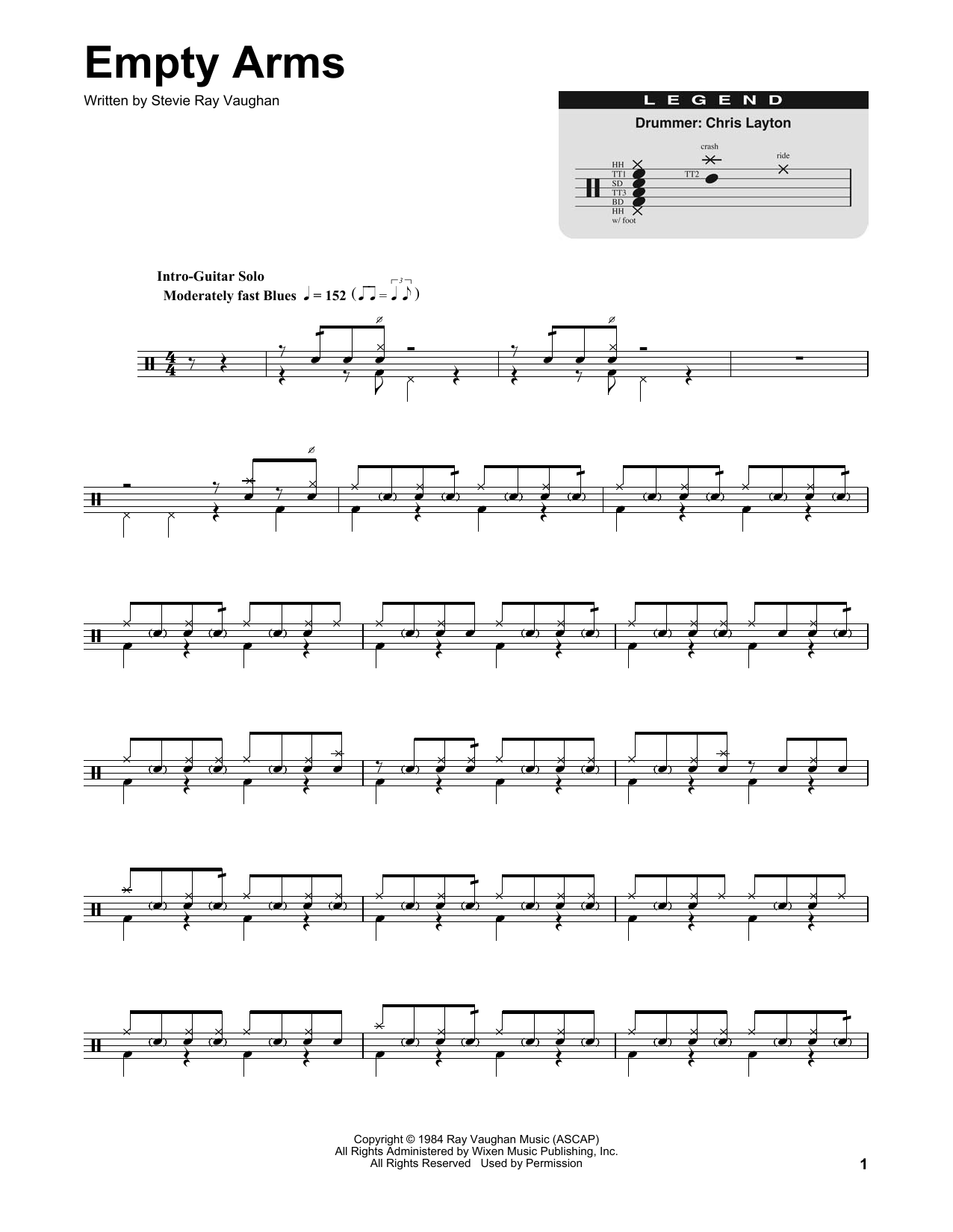 Download Stevie Ray Vaughan Empty Arms Sheet Music