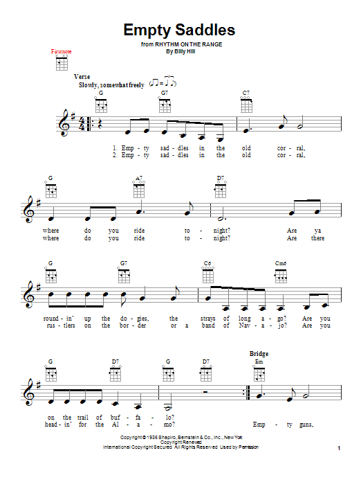 Download Billy Hill Empty Saddles Sheet Music