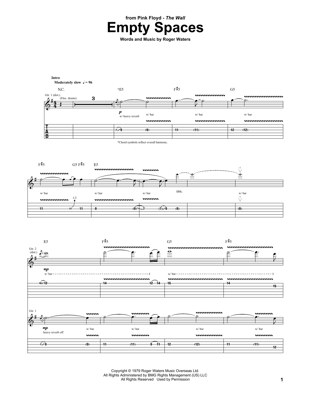 Download Pink Floyd Empty Spaces Sheet Music