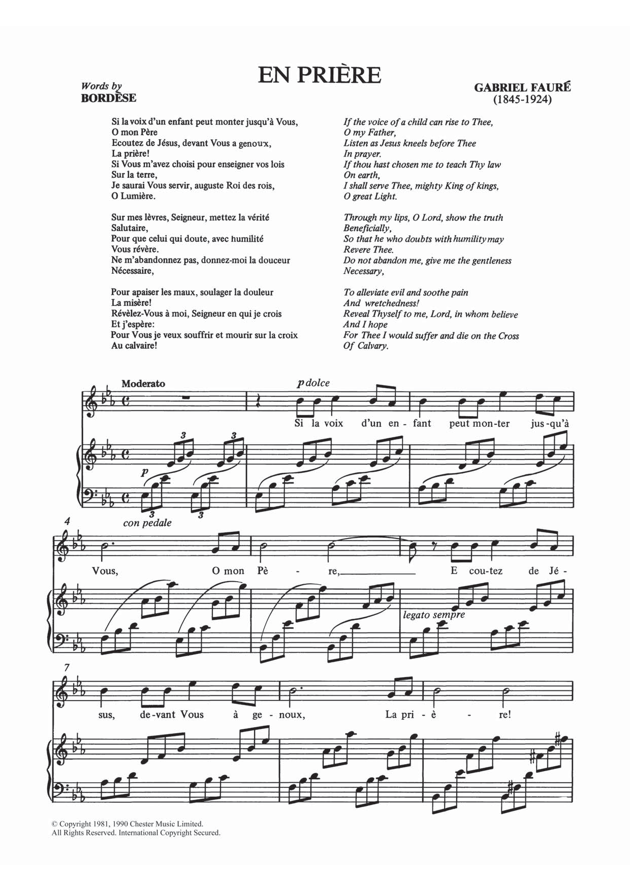 Download Gabriel Fauré En Priere Sheet Music