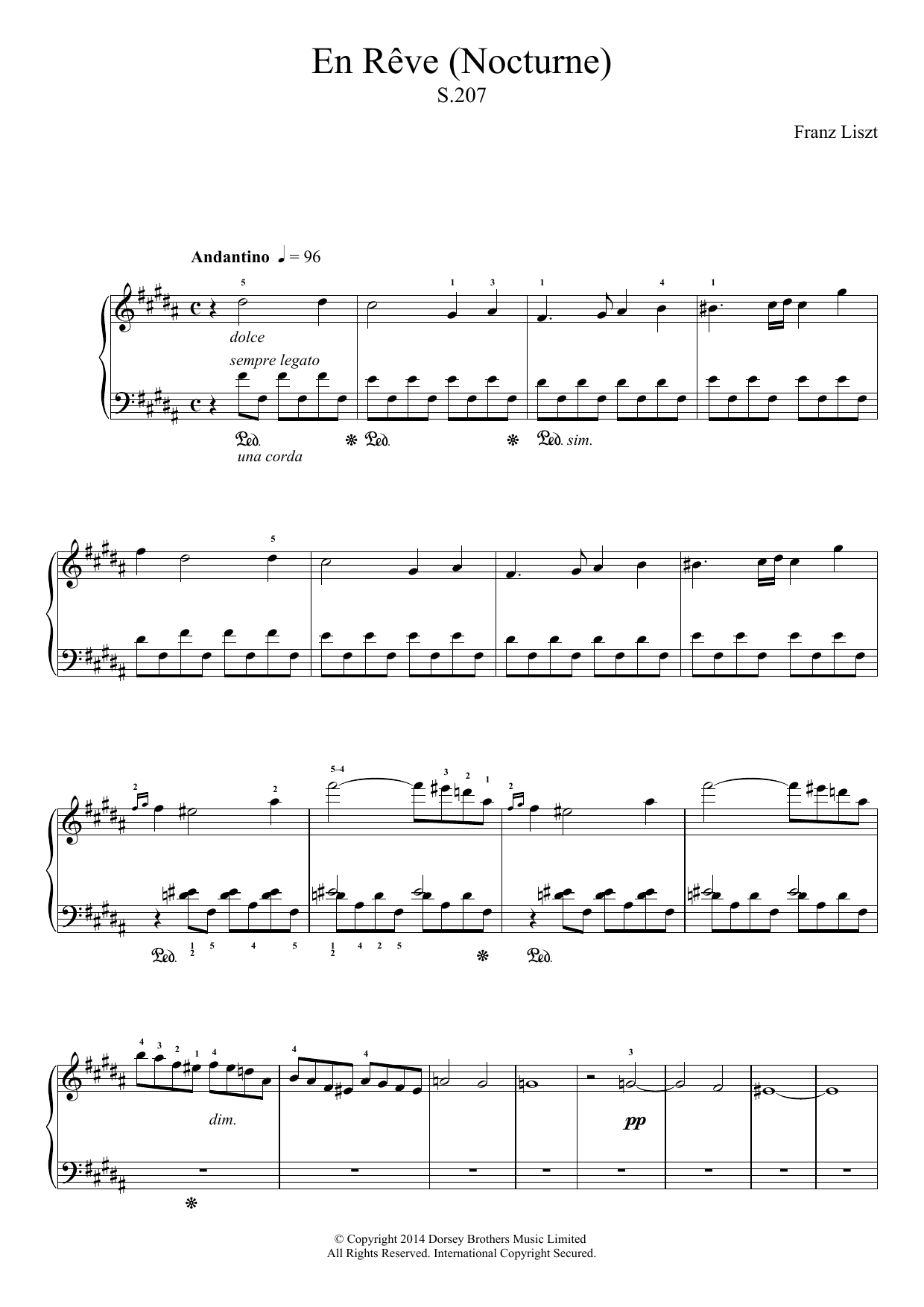 Download Franz Liszt En Reve (Nocturne) Sheet Music