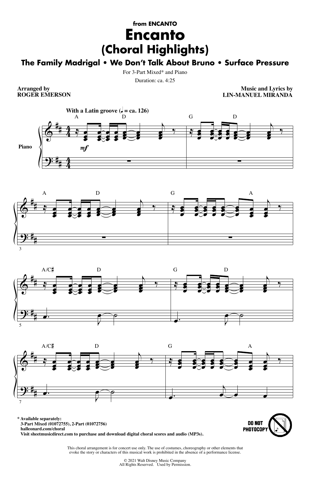 Download Lin-Manuel Miranda Encanto (Choral Highlights) (arr. Roger Sheet Music