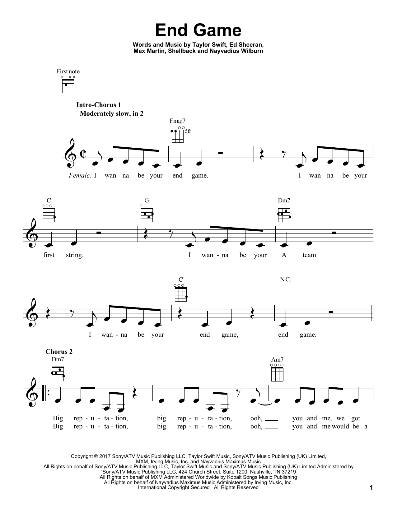 Download Taylor Swift feat. Ed Sheeran and Fu End Game Sheet Music