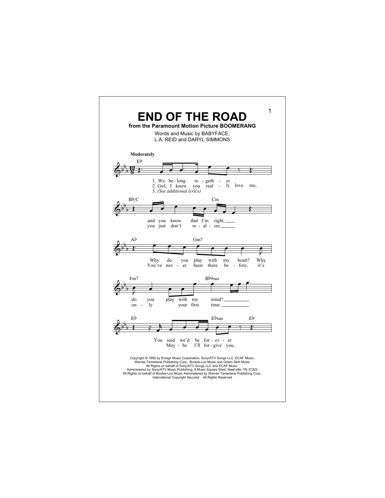 Download Boyz II Men End Of The Road Sheet Music