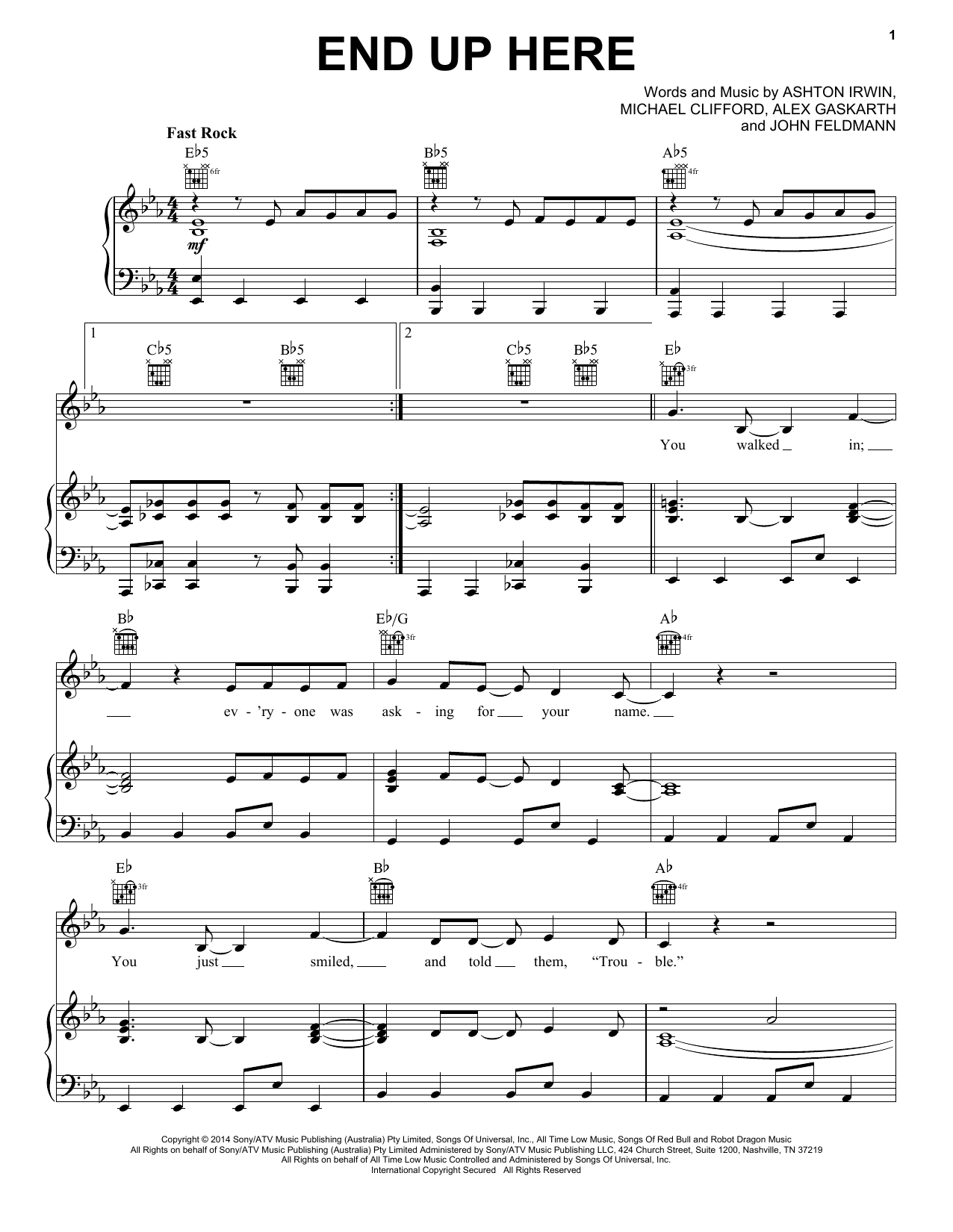 Download 5 Seconds of Summer End Up Here Sheet Music