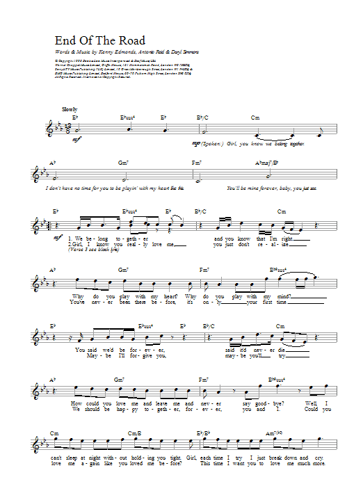 Boyz II Men End Of The Road sheet music notes printable PDF score