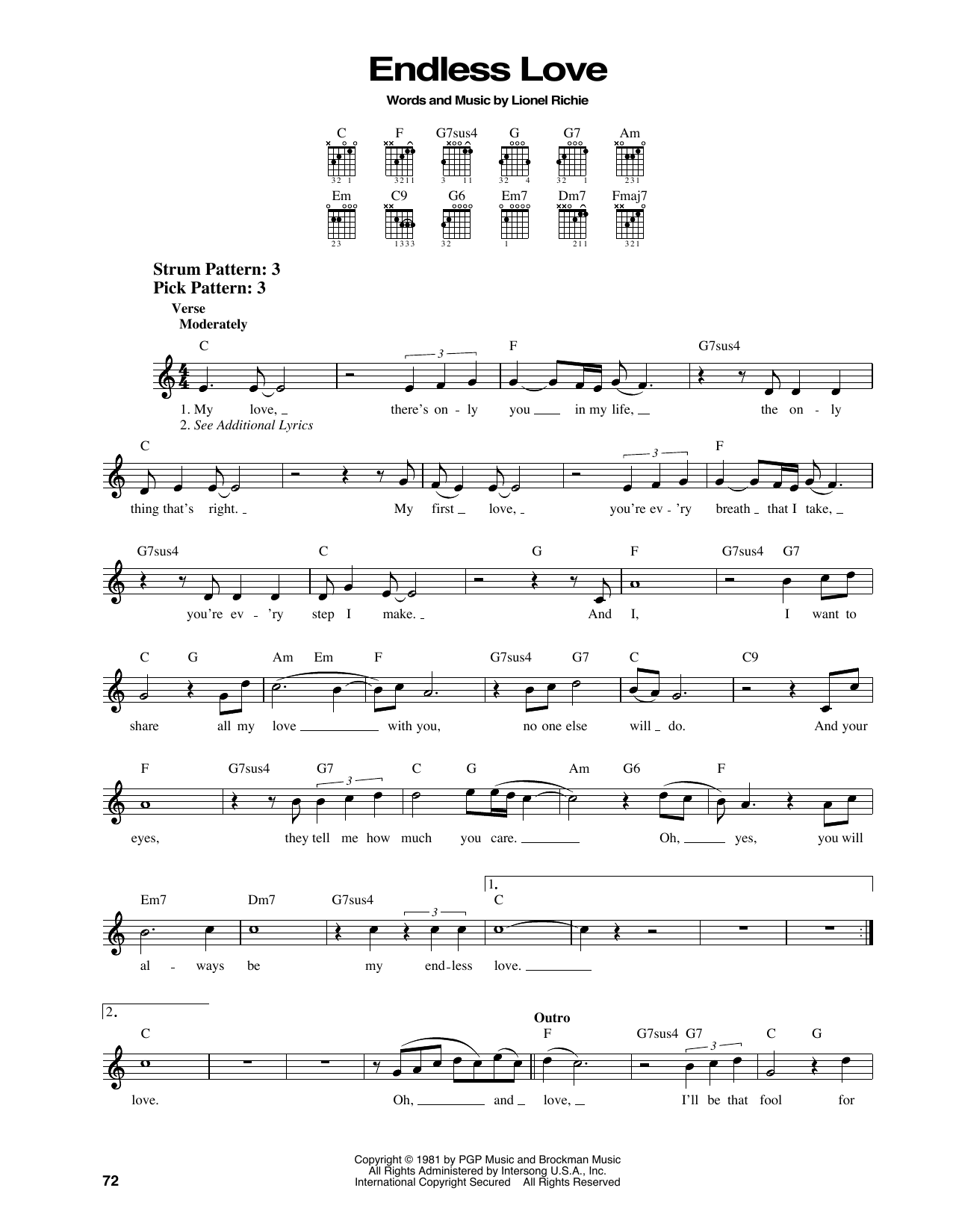 Diana Ross & Lionel Richie Endless Love sheet music notes printable PDF score