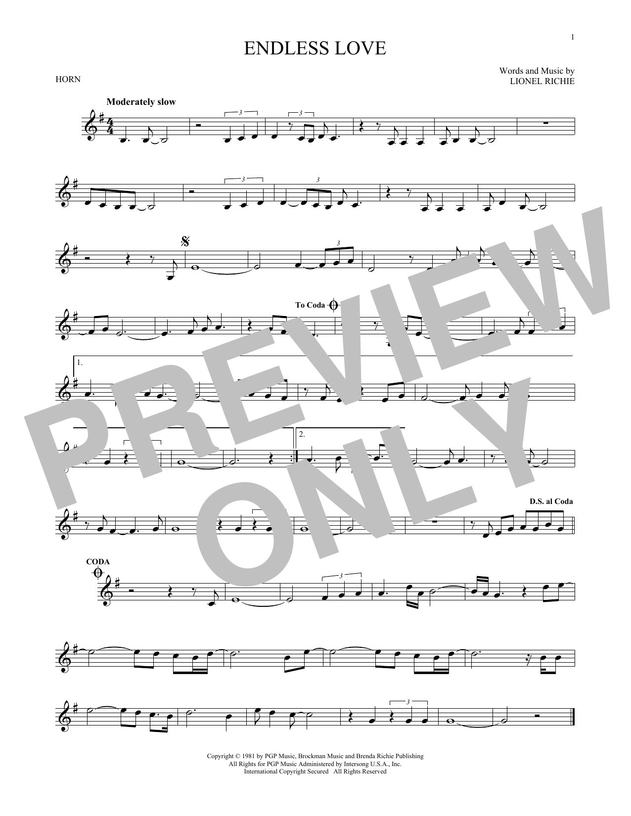 Download Lionel Richie & Diana Ross Endless Love Sheet Music