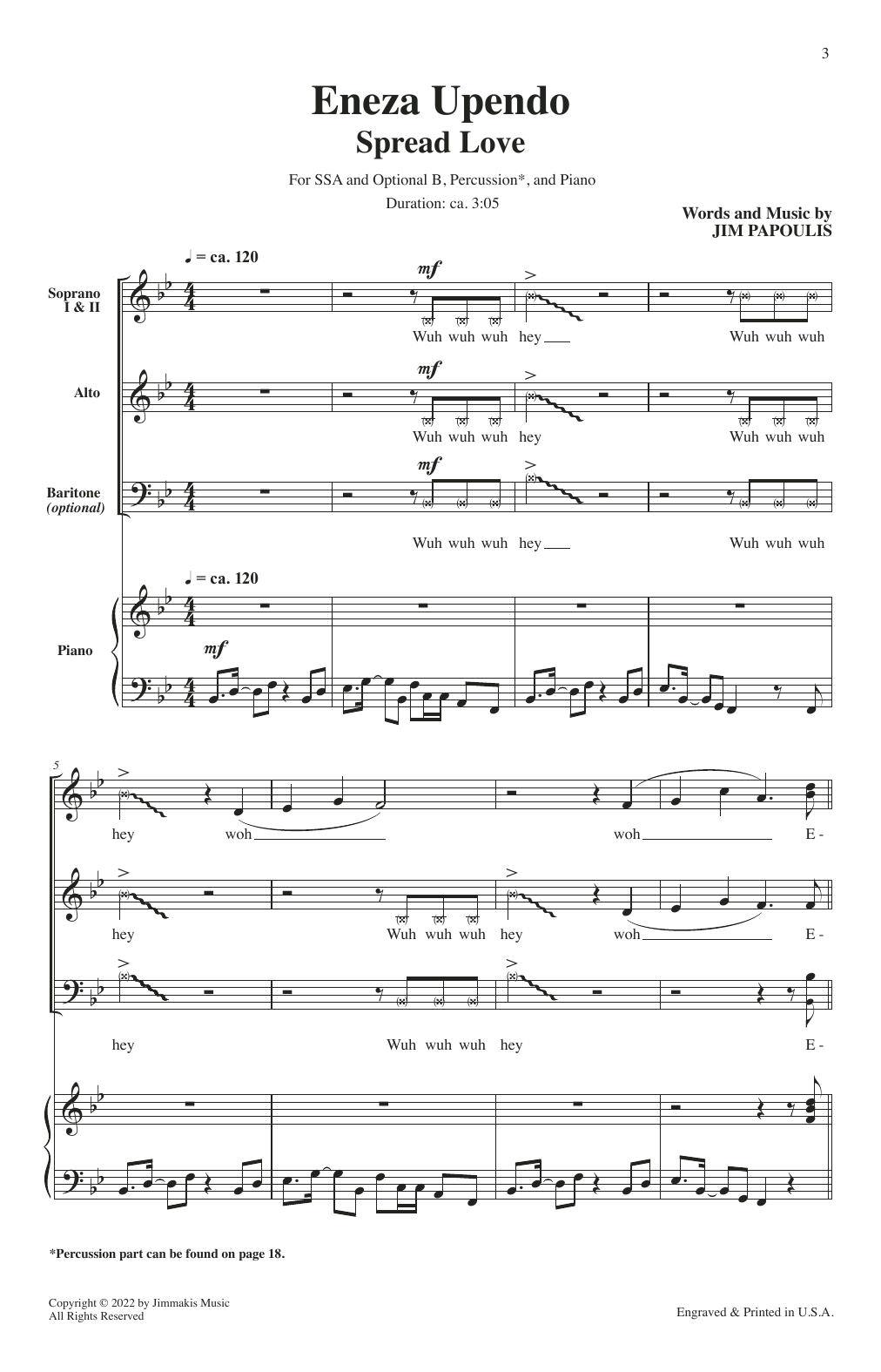 Download Jim Papoulis Eneza Upendo (Spread Love) Sheet Music