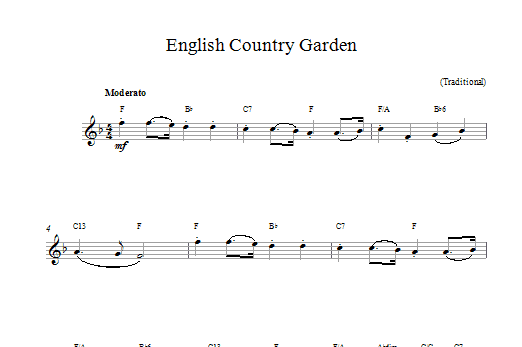 Robert M Jordan English Country Garden sheet music notes printable PDF score
