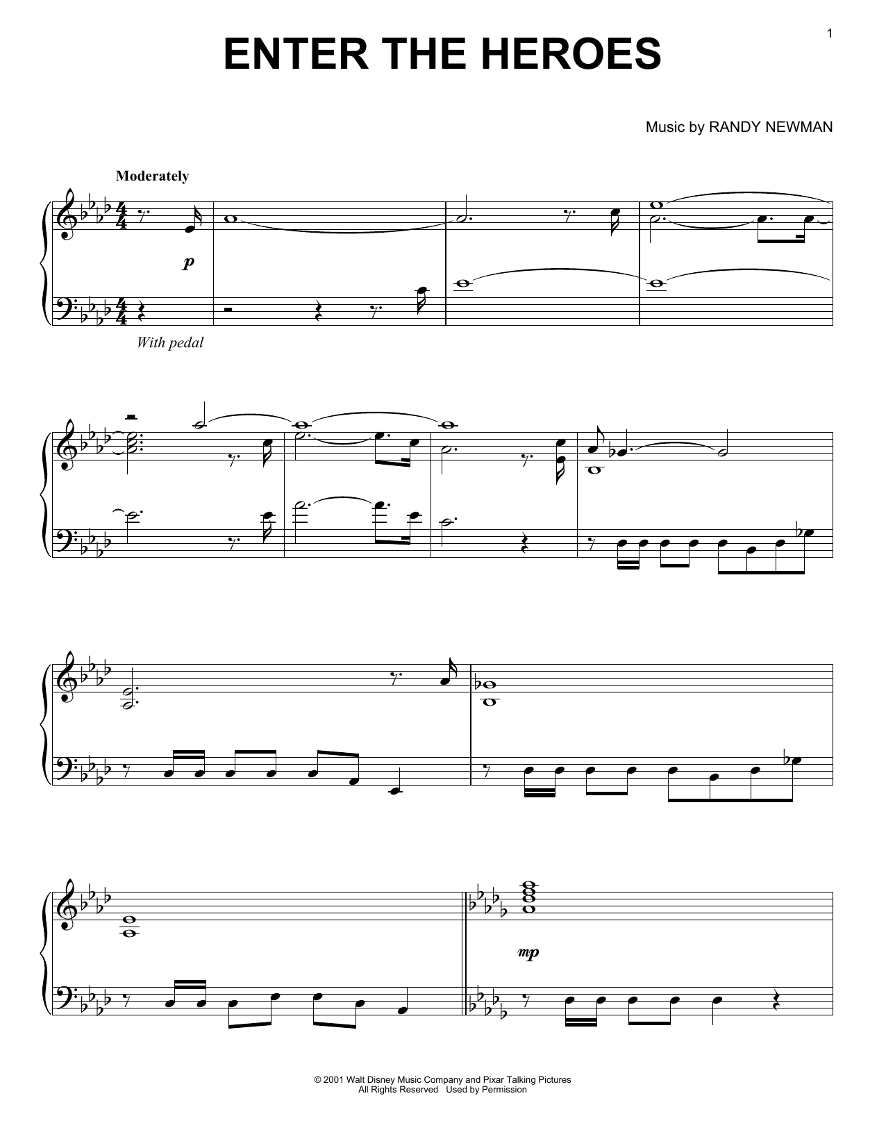 Download Randy Newman Enter The Heroes Sheet Music