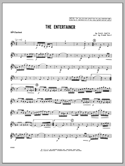Download Sacci Entertainer, The - Bb Clarinet Sheet Music