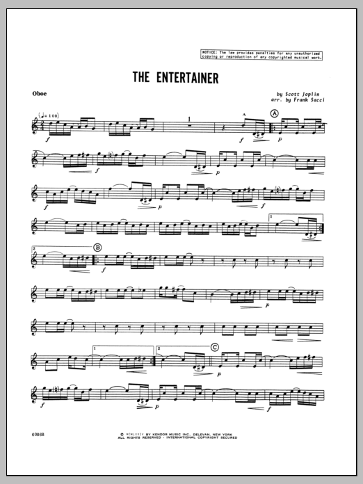 Download Sacci Entertainer, The - Oboe Sheet Music