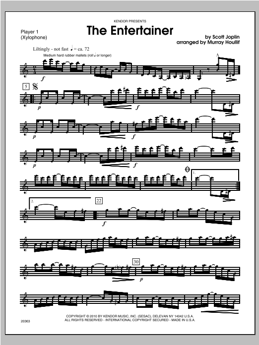 Download Houllif Entertainer, The - Percussion 1 Sheet Music