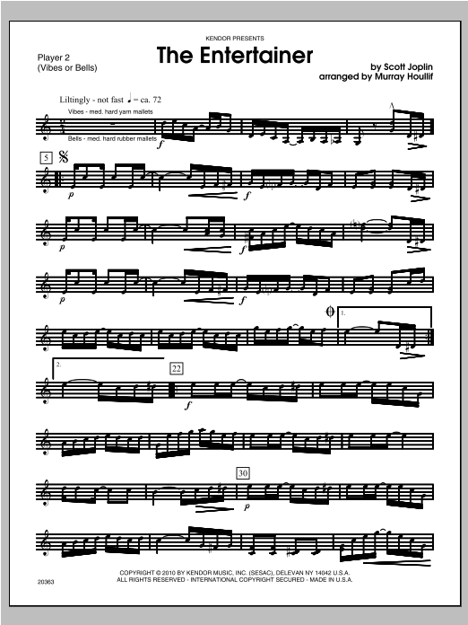Download Houllif Entertainer, The - Percussion 2 Sheet Music