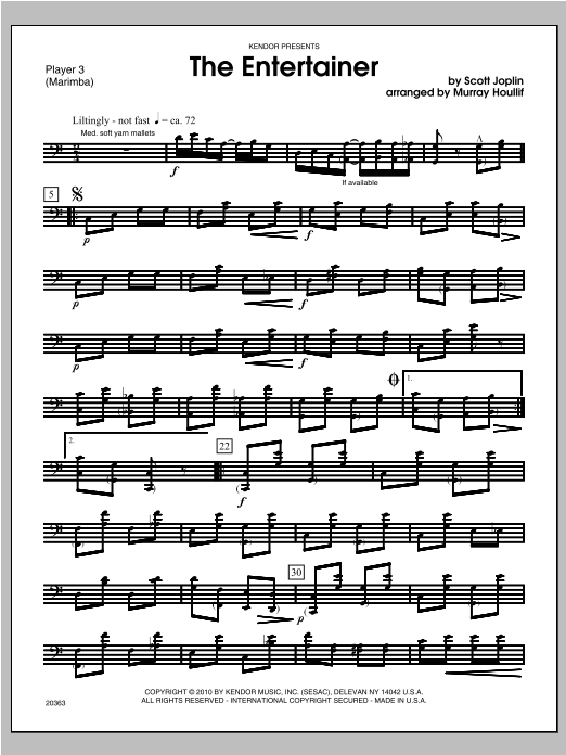 Download Houllif Entertainer, The - Percussion 3 Sheet Music