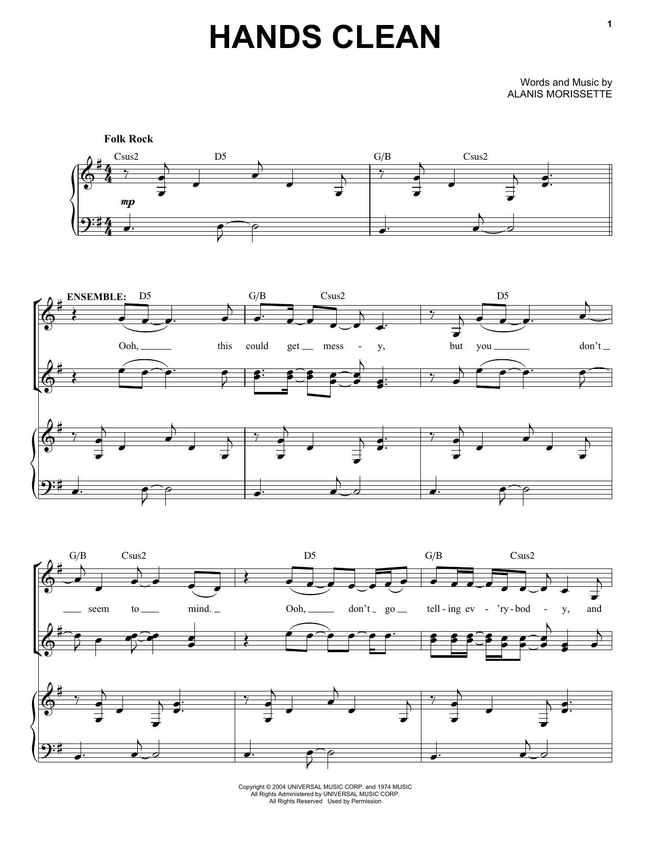 Download Alanis Morissette Entr'Acte (Hands Clean) (from Jagged Li Sheet Music