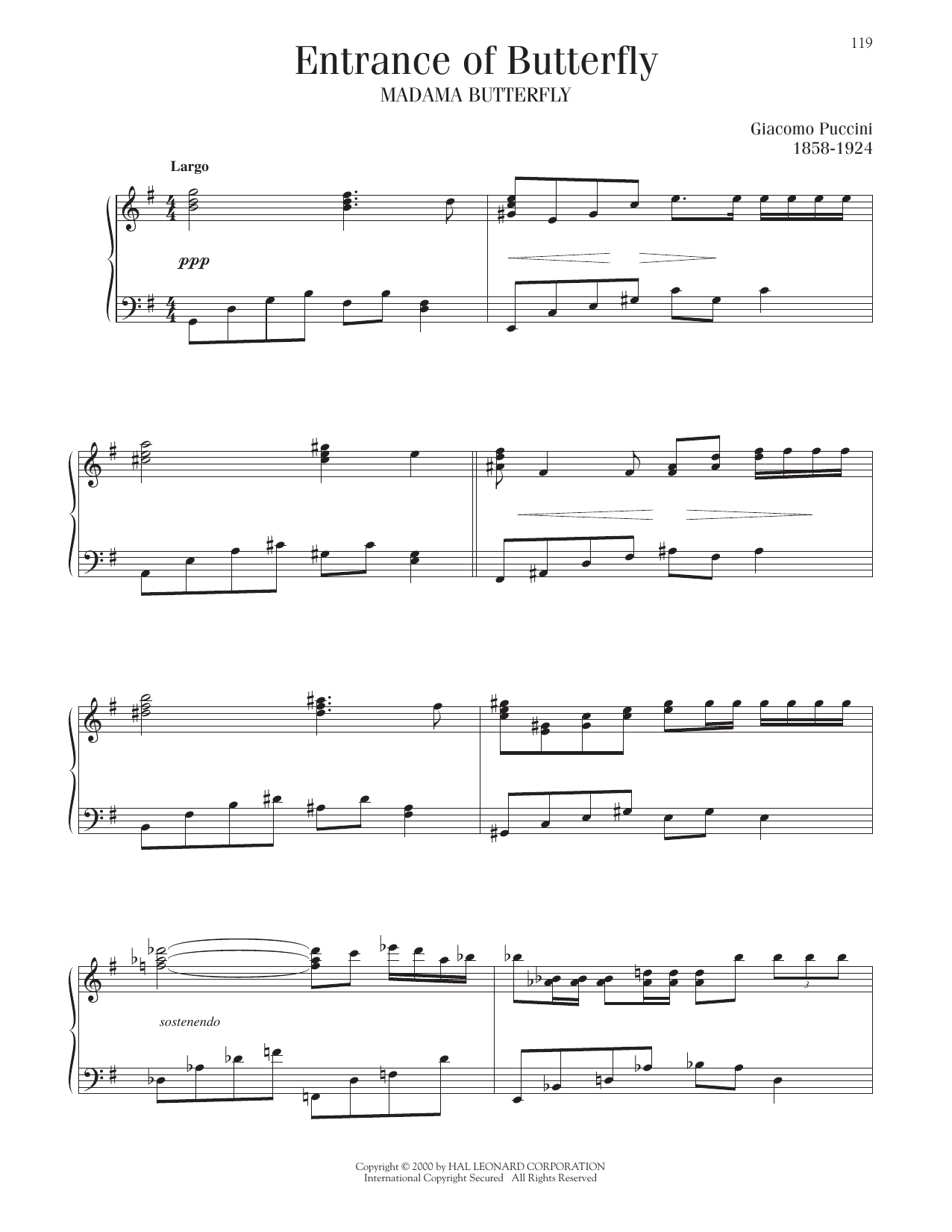 Giacomo Puccini Entrance Of Butterfly sheet music notes printable PDF score