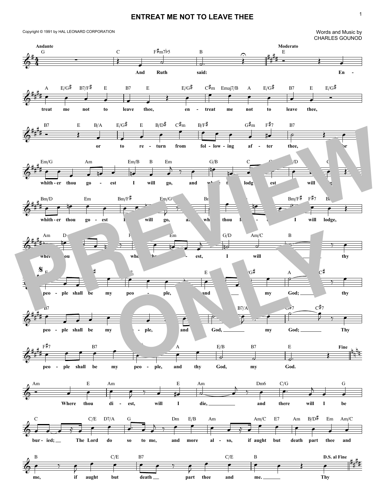 Download Charles Gounod Entreat Me Not To Leave Thee Sheet Music