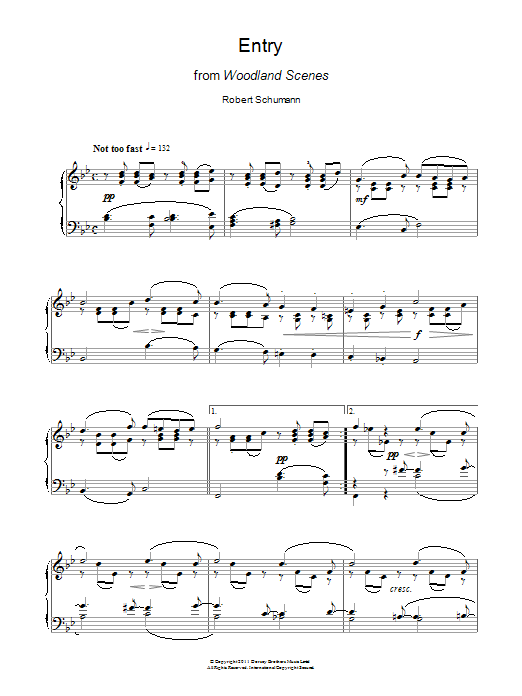 Download Robert Schumann Entry From Woodland Scenes Sheet Music
