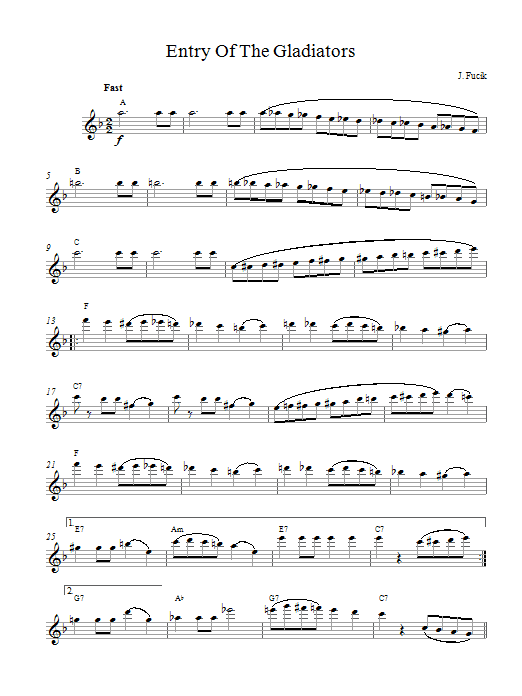 Julius Fucik Entry Of The Gladiators sheet music notes printable PDF score