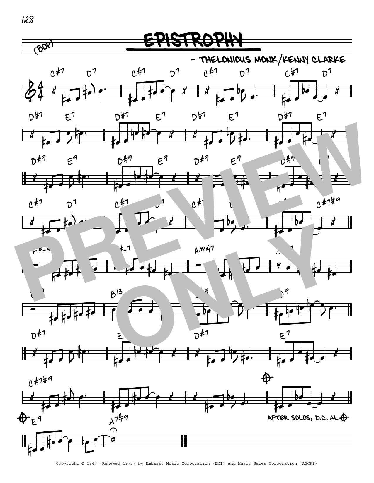 Download Thelonious Monk Epistrophy [Reharmonized version] (arr. Sheet Music
