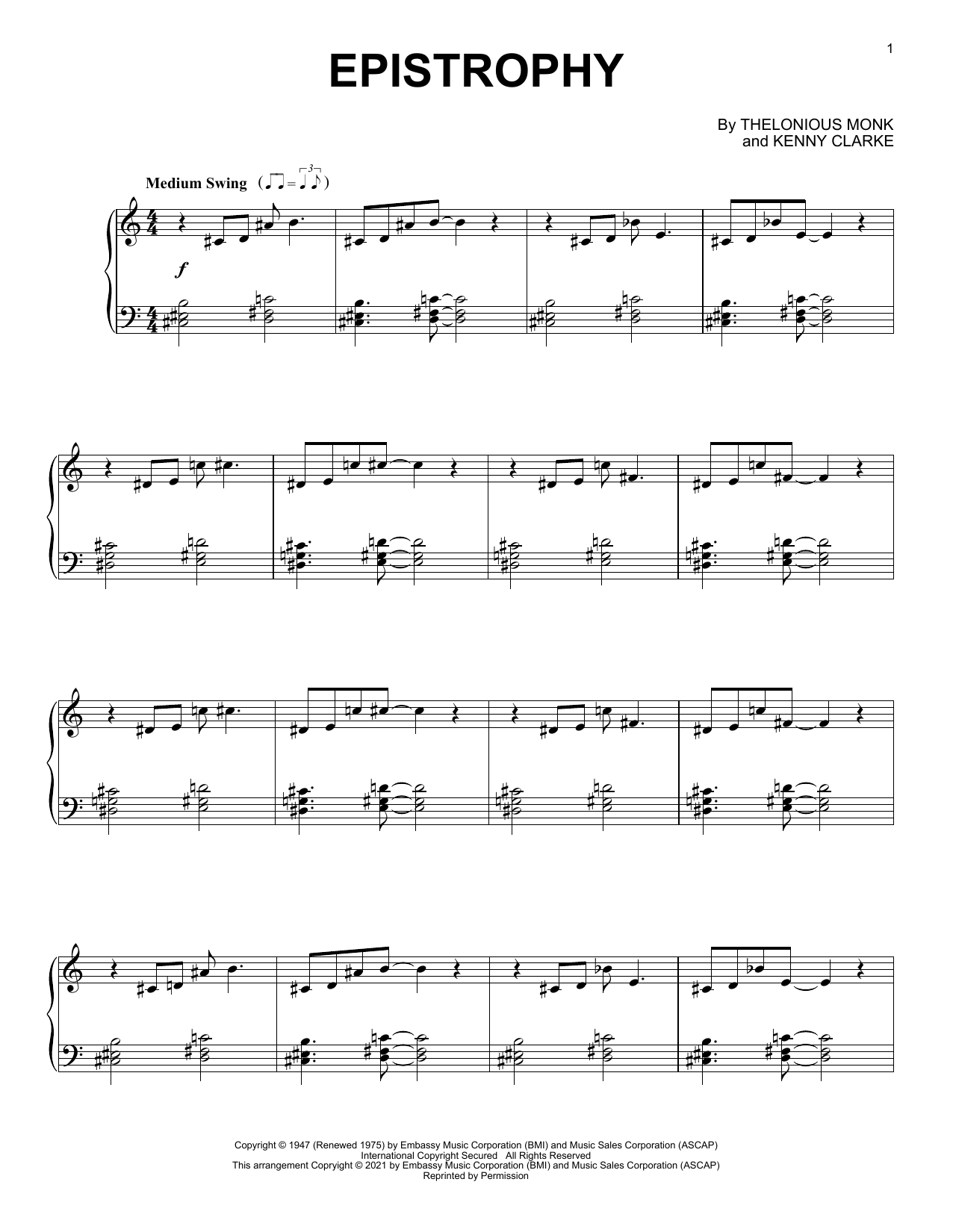 Download Thelonious Monk Epistrophy Sheet Music