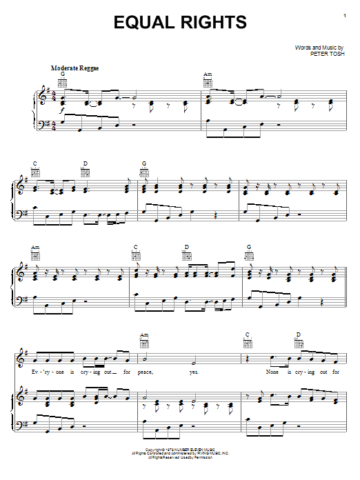 Download Peter Tosh Equal Rights Sheet Music