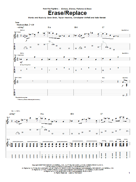 Download Foo Fighters Erase/Replace Sheet Music