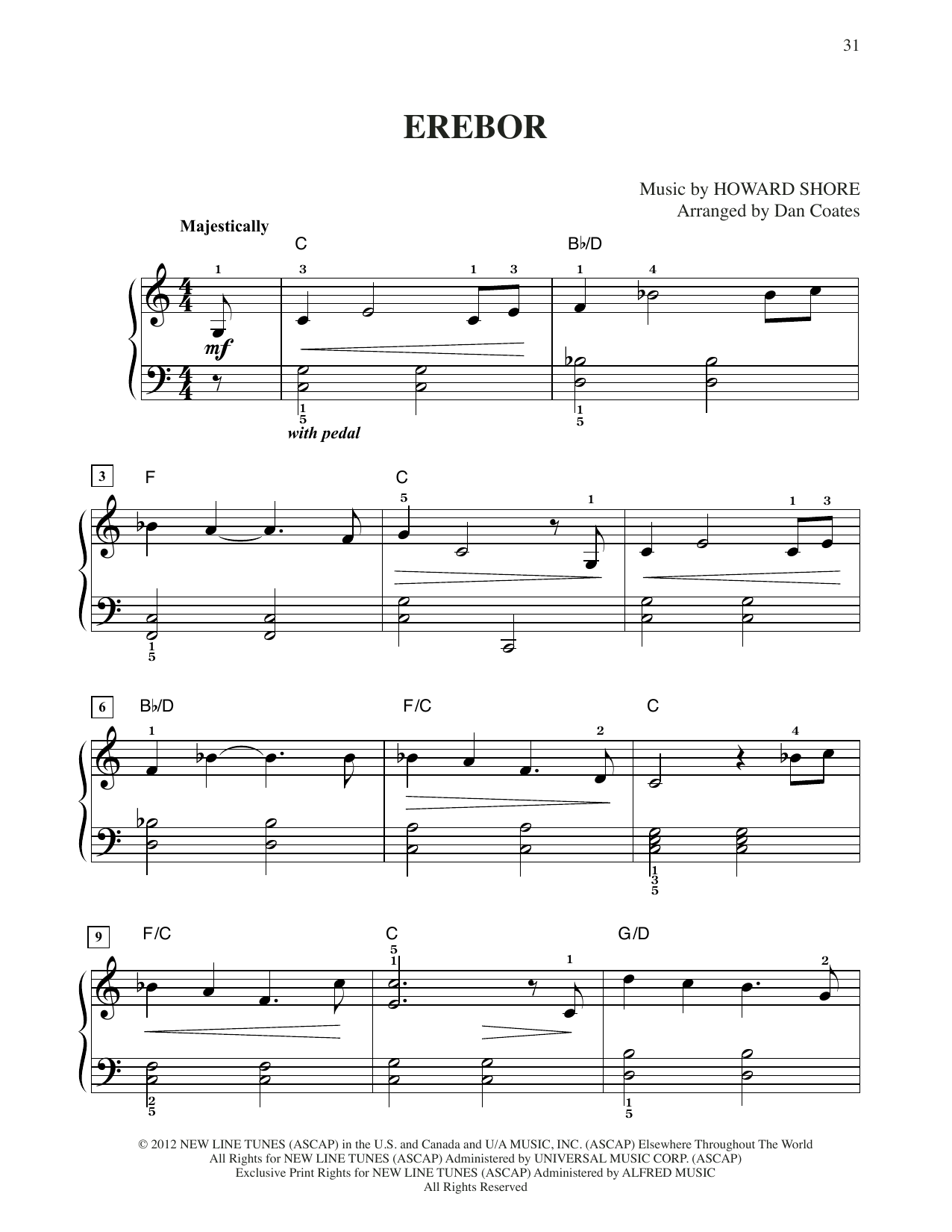 Download Howard Shore Erebor (from The Hobbit: An Unexpected Sheet Music