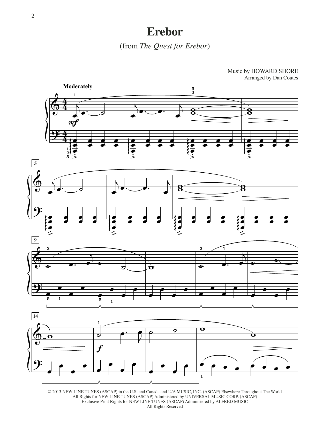Download Howard Shore Erebor (from The Hobbit: The Desolation Sheet Music
