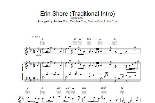 The Corrs Erin Shore (Traditional Intro) sheet music notes printable PDF score