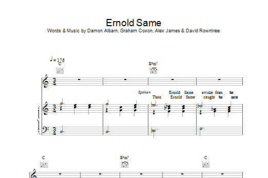 Blur Ernold Same sheet music notes printable PDF score