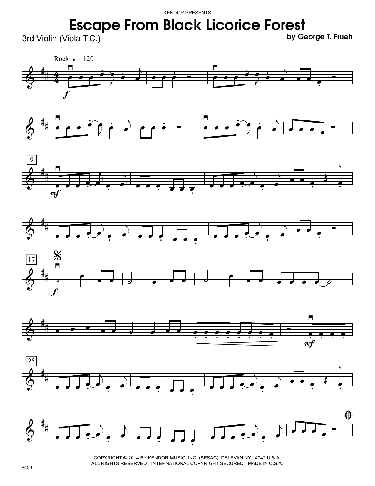 Download George T. Frueh Escape From Black Licorice Forest - Vio Sheet Music