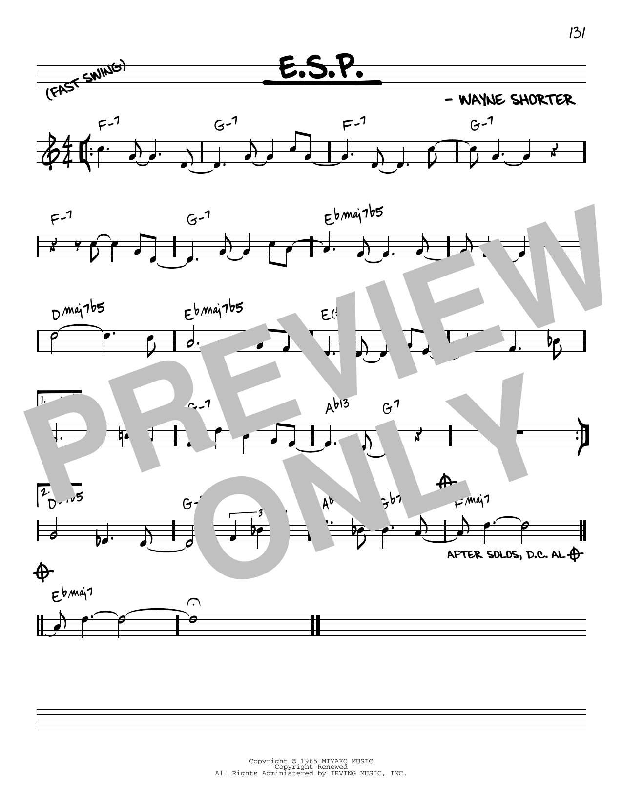 Download Wayne Shorter E.S.P. [Reharmonized version] (arr. Jac Sheet Music