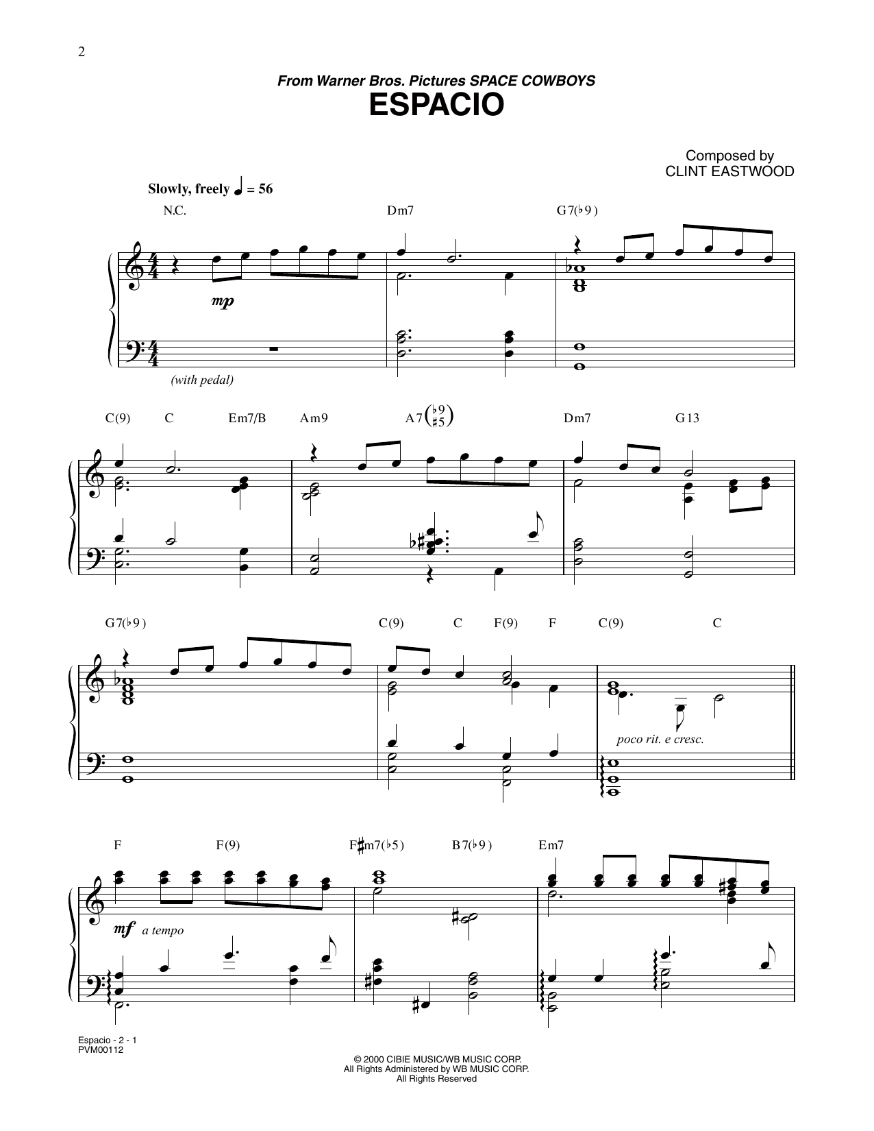 Download Clint Eastwood Espacio (from Space Cowboys) Sheet Music