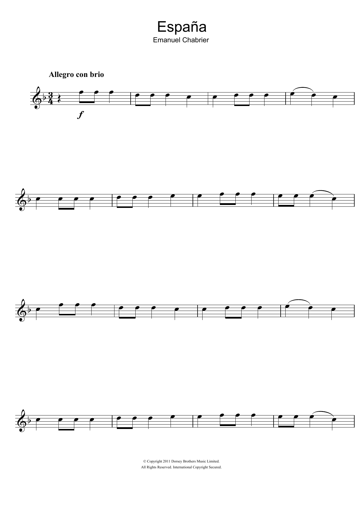 Emanuel Chabrier España sheet music notes printable PDF score