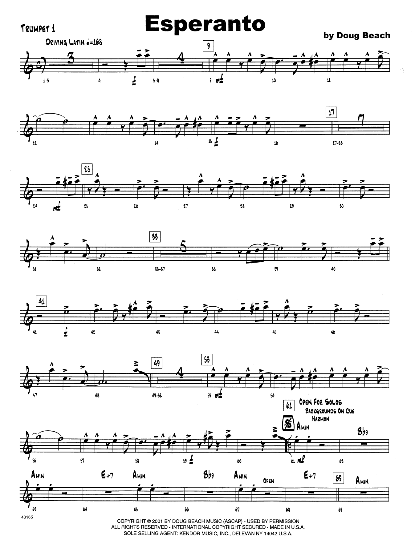 Download Doug Beach Esperanto - 1st Bb Trumpet Sheet Music
