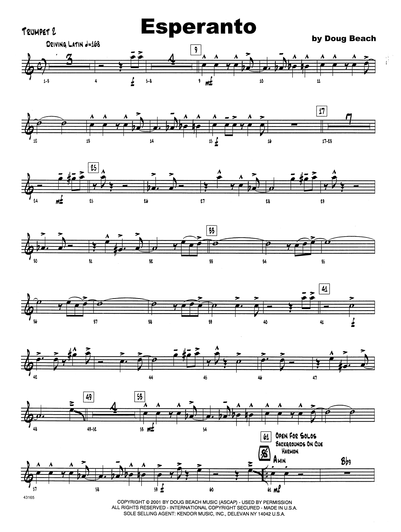 Download Doug Beach Esperanto - 2nd Bb Trumpet Sheet Music
