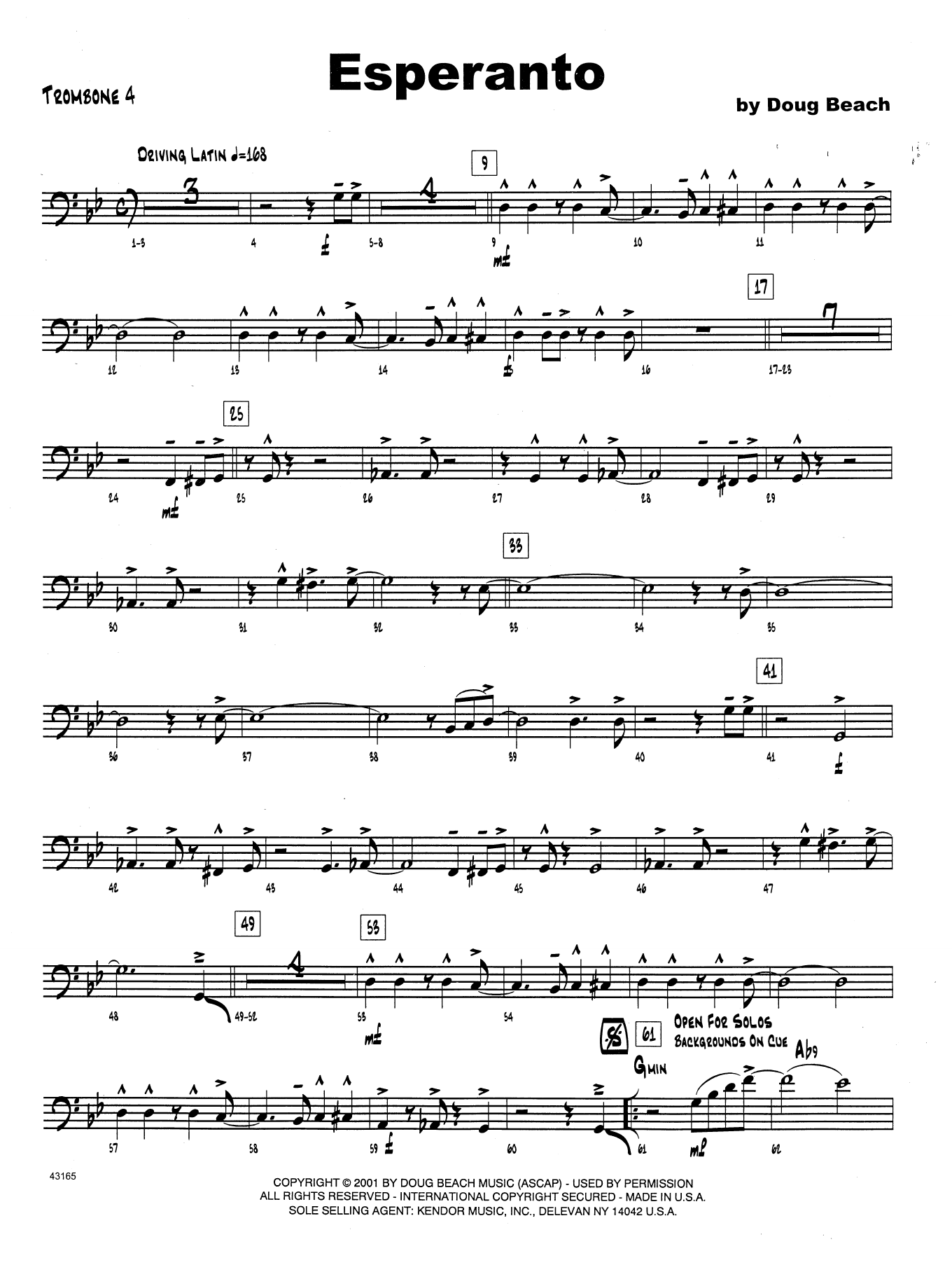 Download Doug Beach Esperanto - 4th Trombone Sheet Music