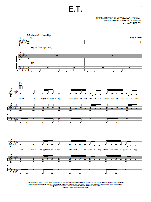Download Katy Perry E.T. Sheet Music