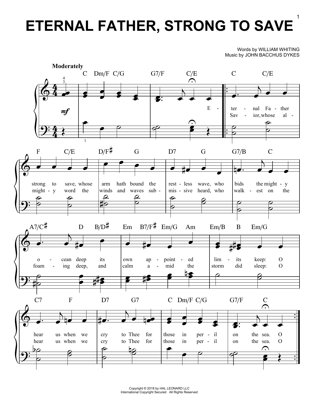 Download John Bacchus Dykes Eternal Father, Strong To Save Sheet Music